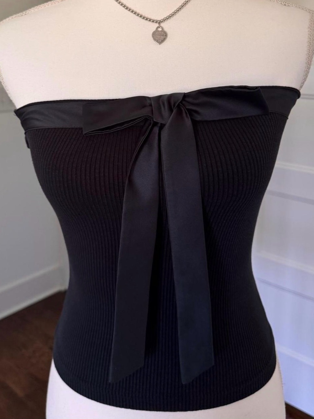 Kimchi Blue Ribbed Tube Top with Satin Bow
